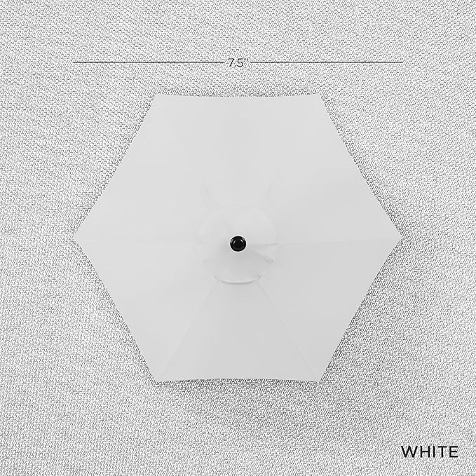 Best Choice Products 7.5ft Heavy-Duty Round Outdoor Market Table Patio Umbrella w/Steel Pole, Push Button Tilt, Easy Crank Lift - White BestChoiceProducts