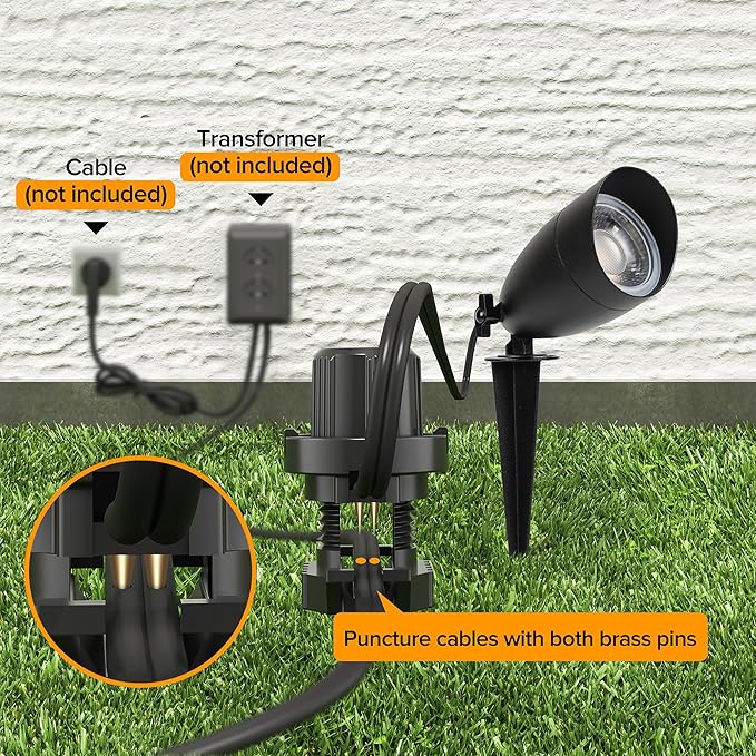 LUTEC 5CCT 12V Low Voltage Landscape Lighting Die-cast Aluminum Spot Lights with Connectors, IP65 Outdoor Landscape Spotlights, 7W 650LM for Tree Garden, 4 Pack (No Transformer Kits) LUTEC