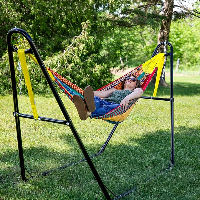 Sunnydaze Handwoven XXL Thick Cord Mayan Double Hammock for Outside - 625-Pound Capacity Heavy-Duty Outdoor Hammock - Multicolor SunnydazeDecor