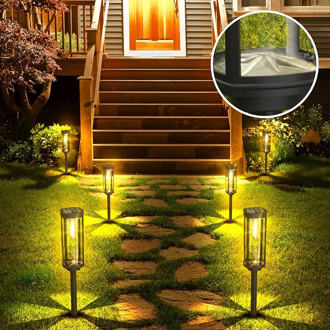 Solar Pathway Lights Outdoor 4 Packs, Bright Solar Path Light Outside Waterproof, Solar Garden Decorative Solar Powered Landscape Lights for Walkway Driveway Lawn Patio Sidewalk Yard Decor COXSENI