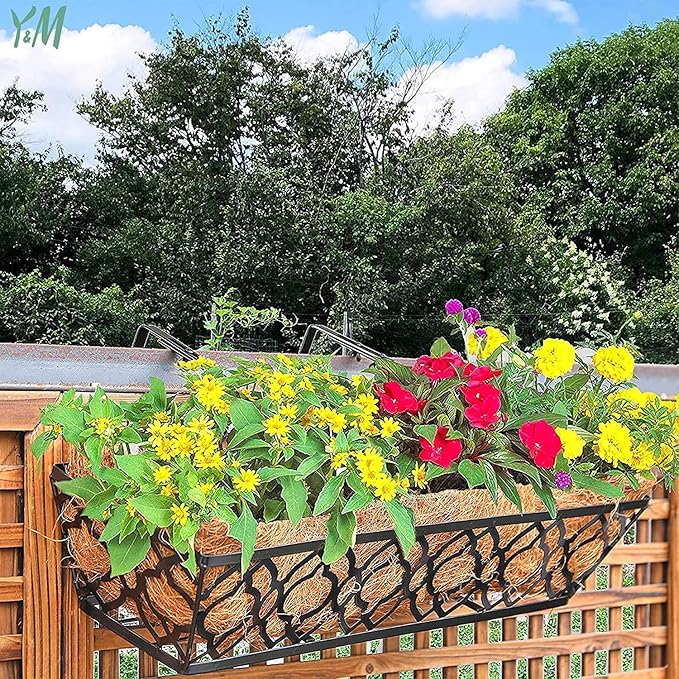 Y&M 4pcs 24“ Through Coco Liners Coconut Fiber Liner, Pre-Formed Replacement 24'' Coco Liner for Window Basket YM