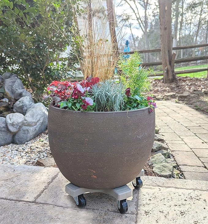 Bosmere 16" Plant Caddie - Heavy-Duty Rolling Plant Stand with Locking Wheels, 500 lb Capacity – Durable Plant Caddy for Indoor/Outdoor Use, Light Gray Bosmere