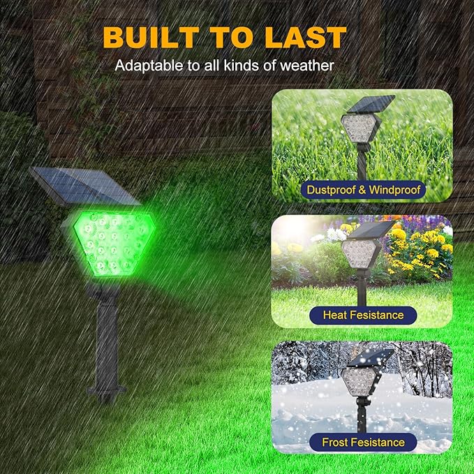 T-SUN Solar Lights Outdoor Waterproof IP65, 6Pack LED Solar Spot Lights Color Changing IP65 Waterproof Smart Auto On/Off for Outside Landscape Garden Yard Lawn Pathway Patio Driveway T-SUN
