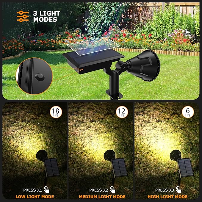 Solar Lights Outdoor, 2-in-1 Decorative Solar Landscape Lighting for Outside, IP67 Waterproof Garden Light Pathway Lighting Decor Led Landscape Lights for Yard Porch Fence Pool XTGTP
