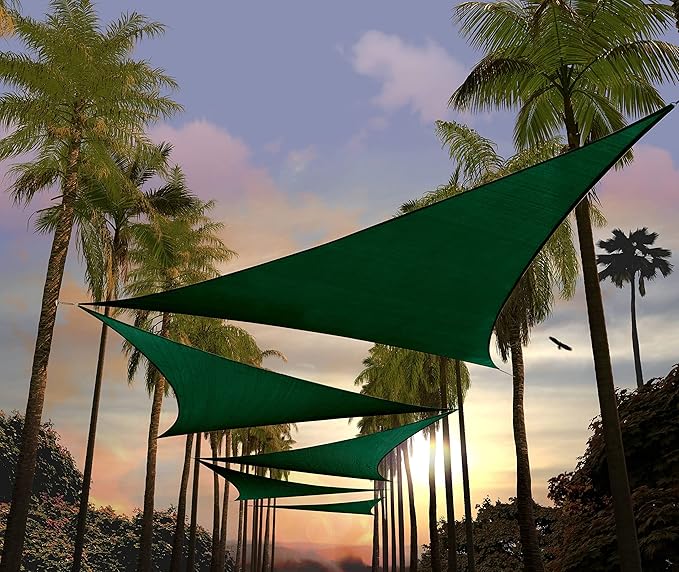 Amgo Custom Size 12' x 12' x 12' Green Triangle Sun Shade Sail Order to Make Canopy Awning UPF50+ AGSLT, 95% UV Blockage, Water & Air Permeable, 200GSM Commercial Standard (We Customize) Amgo