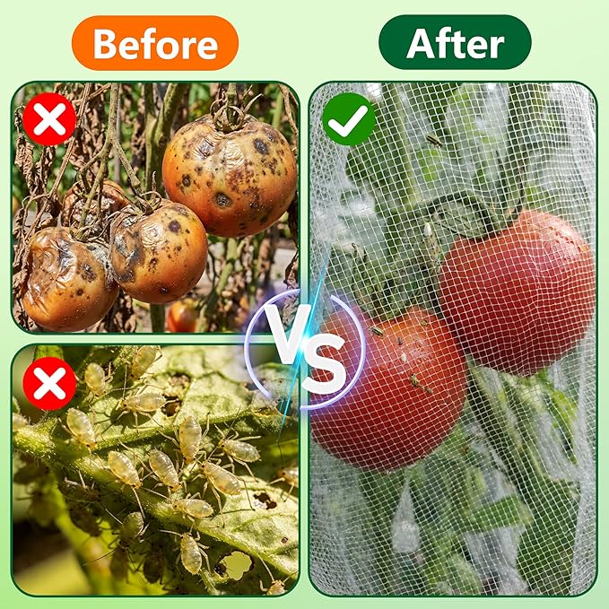 4 Pcs Garden Bird Netting for Triangle Plant Cage, 59" x 20" x 20" Tomato Cage Garden Net Cover with Zipper, Tomato Trellis Insect Bird Barrier Protection Mesh for Vertical Climbing Plant Vegetable PurpleStar