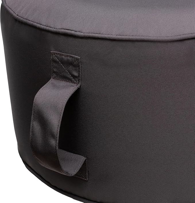 QILLOWAY Indoor/Outdoor Inflatable Stool,Round Ottoman,All Weather Foot Rest for Camping or Home,Dark Grey QILLOWAY