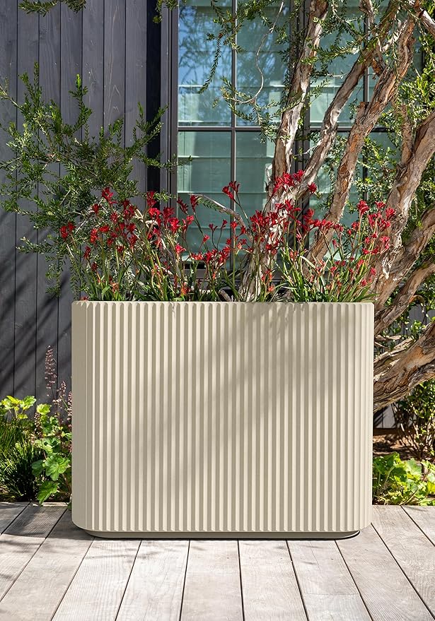 Veradek Demi Series Span Planter for Front Porch, Patio, Backyard | Durable Plastic-Stone Composite Material | Modern Décor for Shrubs, Flowers VeradekOutdoor