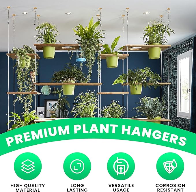 Ceiling Hooks for Hanging Plants- 4pcs 2.56 inches Heavy Duty Powder Coated, Gold Hanging Hooks for Bird Feeders, Planters and Wind Chimes Etoolia