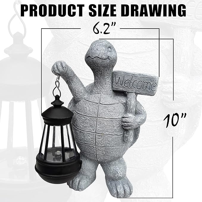 Sea Turtle Solar Garden Statues,Resin Sea Turtle Figurine Decorations with Solar Lights Lantern, Outdoor Figurines Lawn Garden Statue Decor Art for Lawn,Yard, Balcony Ornament. Qobumy