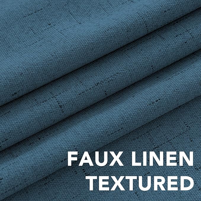 H.VERSAILTEX 100% Blackout Curtains for Bedroom Thermal Insulated Linen Textured Curtains Heat and Full Light Blocking Drapes Living Room Curtains 2 Panel Sets, Blue Sapphire, 52x108 Inch HVERSAILTEX