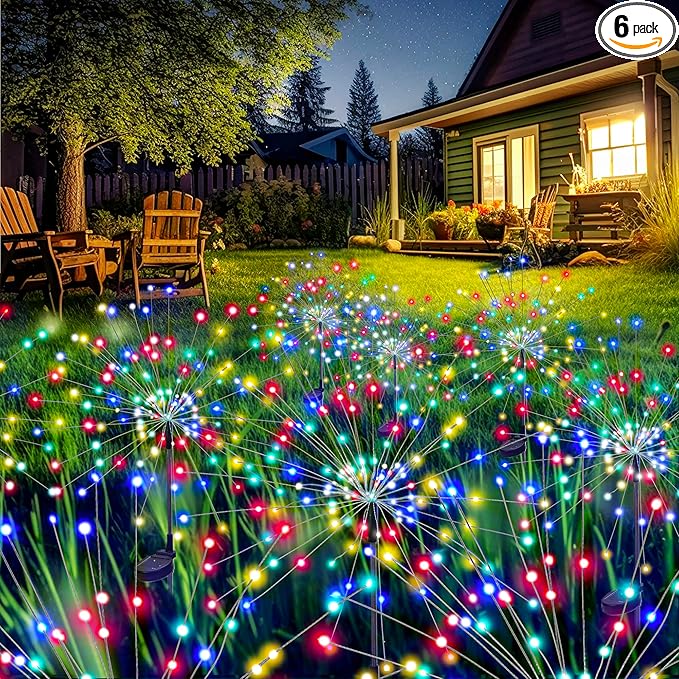 GIGALUMI Garden Decor Outdoor Lights 120LED 2Pack, Solar Garden Lights for Christmas Outside Fairy Firework Decorative,Solar Powered for Yard Pathway Flowerbed Planter Balcony Patio Decor (Multicolor GIGALUMI