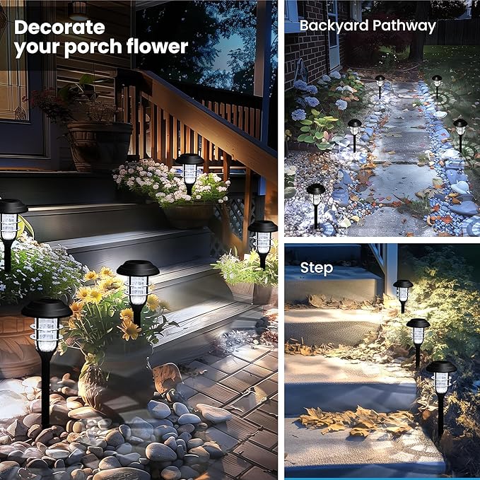 SOLPEX Solar Lights for Outside, Solar Outdoor Pathway Garden Lights Waterproof, Solar Powered Landscape Lighting for Yard, Garden, Pathway, Patio, Porch, Walkway, Driveway, 12 Pack(Cold White) Solpex