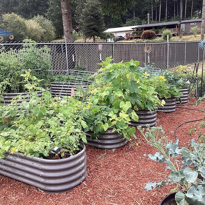 A ANLEOLIFE 4-Pack 6X3X1.5ft & 6X2X1.5ft Deep Root Galvanized Raised Garden Beds Outdoor for Planting Vegetables Flowers Herb, Quartz Grey AAnleolife