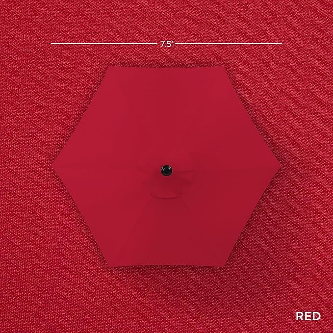 Best Choice Products 7.5ft Heavy-Duty Round Outdoor Market Table Patio Umbrella w/Steel Pole, Push Button Tilt, Easy Crank Lift - Red BestChoiceProducts