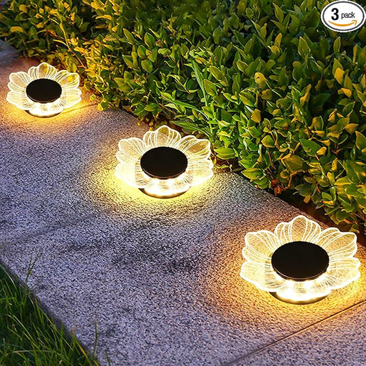 Roaming Acrylic Petal Bury Light 3-Pack Suitable for Gardens, Courtyards, Terraces, Corridors, Alleys, and Pedestrian Walkways (Petal) RoamingLight