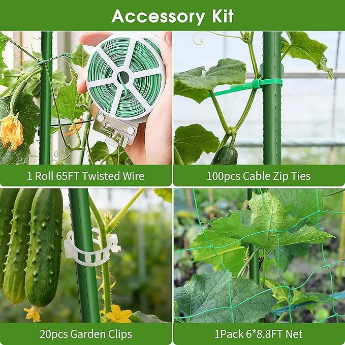 Cucumber Trellis for Raised Bed,U-Shape Garden Trellis for Climbing Plants Outdoor, Metal Arch Vegetables Trellis, Plant Support for Vine (Green, 31.5" Lx21.6 Wx47.2 H-Small) MQHUAYU
