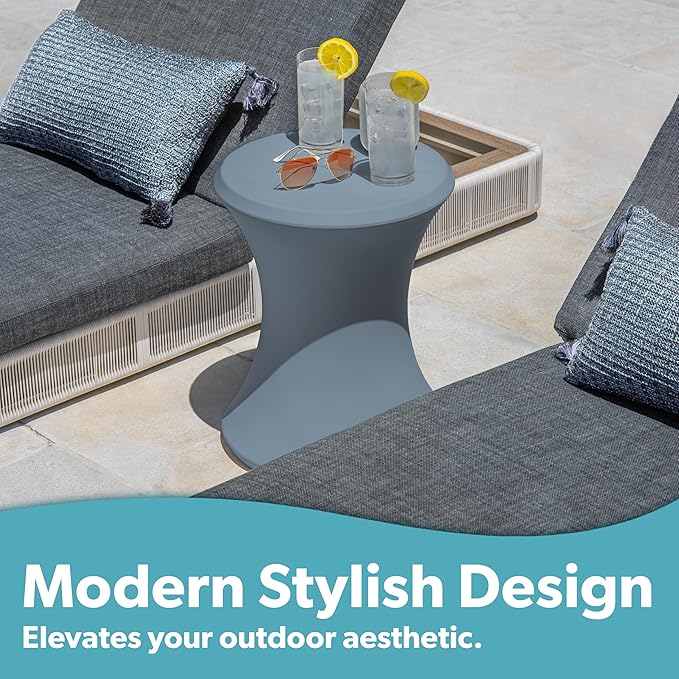 Coast Modern Outdoor Side Table - Lounger Table for Inside Pool or on Patio - All-Weather Furniture for Sun Shelf Up to 15" - Stone Blue GoSports