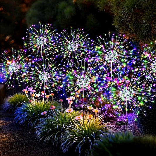 Solar Lights Outdoor, 120LED 8pack Fairy Garden Lights Decor for Outside Fireworks Lights Solar Powered for Yard, Patio, Pathway, Walkway, Balcony,Multicolor Suncket
