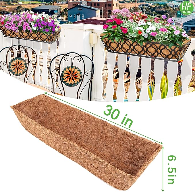 HFHOME 2Pcs 30" Trough Coco Fiber Replacement Liner, Natural 30 inches Window Deck Coco Replacement Liner for Window Box HFHOME