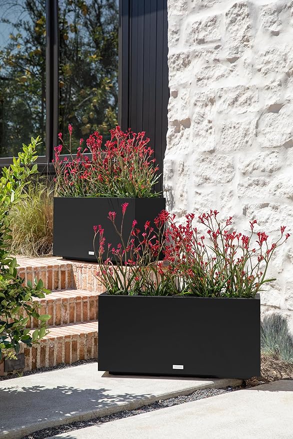 Veradek Block Series Long Box Planter - Large Rectangular Planter for Indoor or Outdoor Patio/Porch | Durable All-Weather Use with Drainage Holes | Modern Décor for Tall Plants, Flowers or Shrubs VeradekOutdoor
