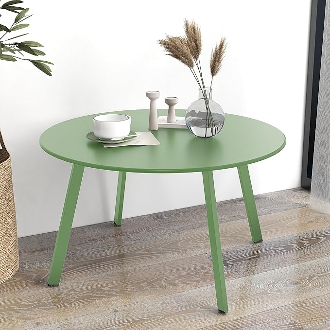 Grand patio Outdoor Round Coffee Table, 28-inch Patio Side Table, Great for Backyard Patio Deck, Sage Green GrandPatio