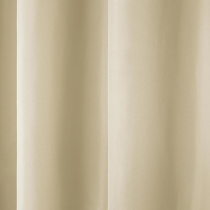 TOWN & COUNTRY BASICS Cabana Solid Heavyweight Indoor Outdoor Curtains, Light Filtering Opacity with Grommet Top, Water Repellent, 2-Pack Set, 54"x96", Natural TOWN+%26+COUNTRY+BASICS