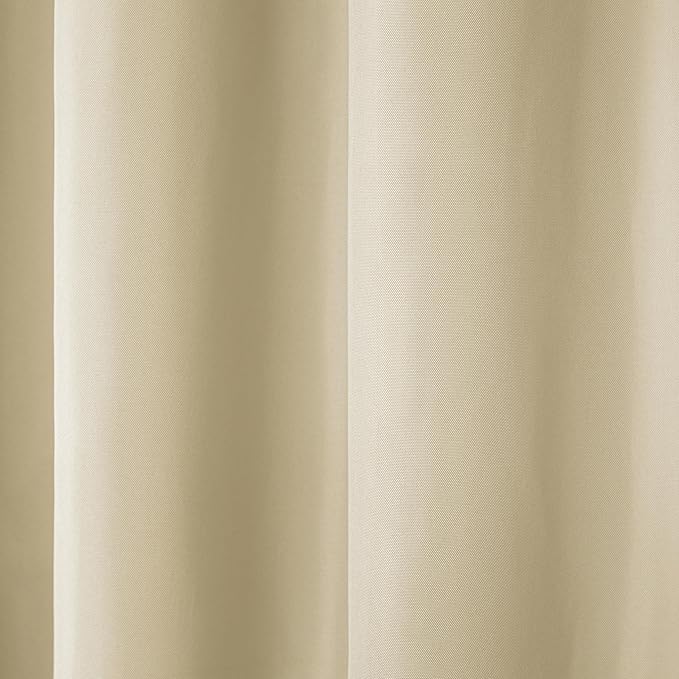 TOWN & COUNTRY BASICS Cabana Solid Heavyweight Indoor Outdoor Curtains, Light Filtering Opacity with Grommet Top, Water Repellent, 2-Pack Set, 54"x84", Natural TOWN+%26+COUNTRY+BASICS