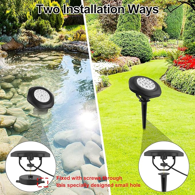 Solar Pond Lights, 18 LED Super Bright RGB LED Underwater Spotlights Color Changing Submersible Pond Light IP68 Waterproof Fountain Lights for Fish Aquarium Tank Garden Yard Pool (5-in-1) CREPOW