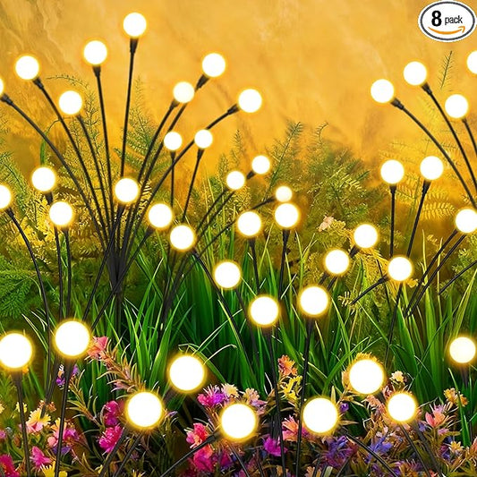 Solar Lights Outdoor-8Pack 64LEDs Solar Garden Firefly Lights Outside,Solar Powered Light Outdoor and Garden Decorative IP65 Waterproof,Yard Patio Pathway Decor,Gardening Gifts for Women,Warm White Rootora