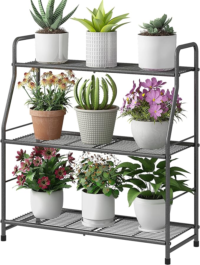 Simple Trending Plant Stand Outdoor Indoor 3 Tier Metal Waterproof Plant Shelf for Living Room Balcony Garden SimpleTrending