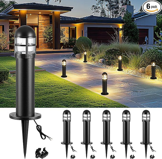 6 Pack LED Low Voltage Landscape Lights, 200LM 12V IP67 Waterproof Holiday Pathway Lighting for Patio, Sidewalk, Driveway, Cast-Aluminum, 2700K Warm White MOON-DE-AGE