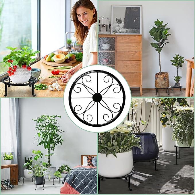 Metal Plant Stand 5 Pack Plant Stands for Indoor Outdoor Plants Multiple Heavy Duty Flower Pot Stand Holder Rustproof Iron Round Plant Shelf for Planter Outdoor Plant Stand for Patio & Garden Décor XGUNION