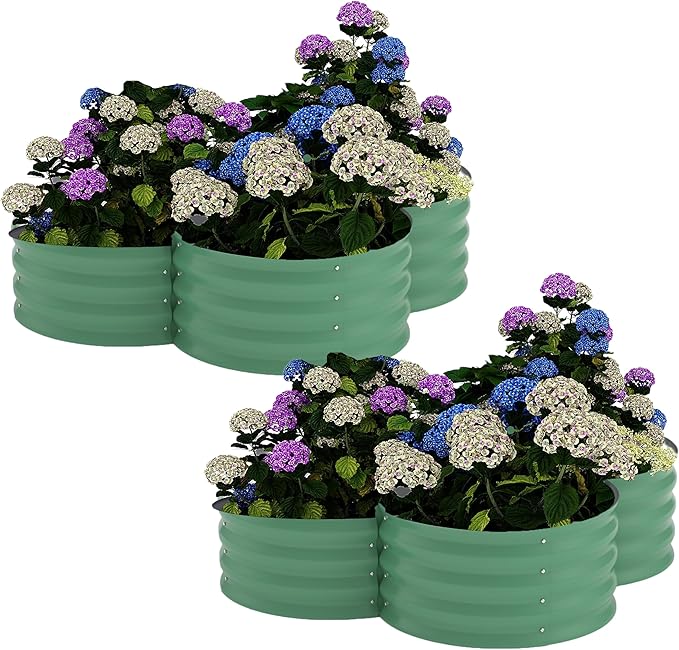 Garvee 2 Pack Galvanized Raised Garden Bed, Outdoor Planter Box with Open Base for Herbs, Veggies & Flowers. Rust-Resistant Raised Garden Beds, Ground-Connected Design for Deep Root Growth Garvee