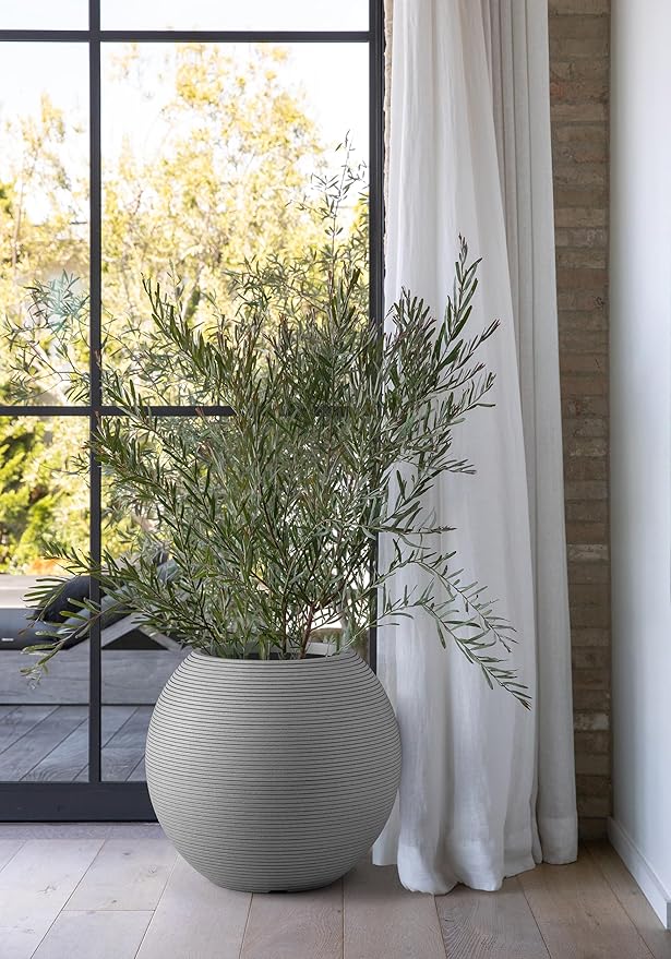 Veradek Strata Series Sphere Round Planter for Patio & Backyard | Durable Plastic-Stone Material | Modern Décor for Tall Trees and Plants VeradekOutdoor