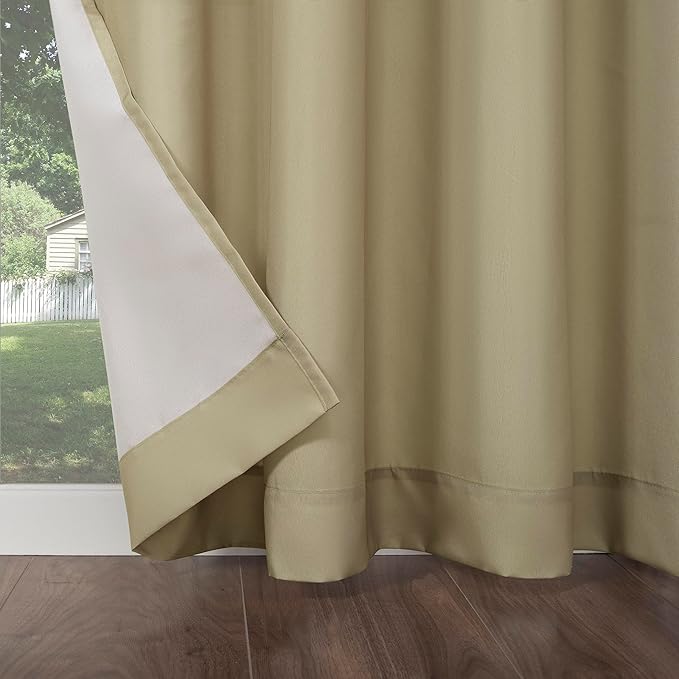 Sun Zero Marina Indoor/Outdoor UV Protectant Energy Efficient Grommet Curtain Panel, 54" x 108", Khaki SunZero%E2%84%A2