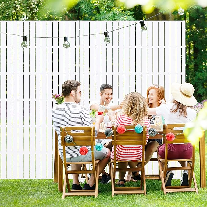 Casaphoria Metal Privacy Screen Outdoor, 72" H x 47" W Freestanding Decorative Privacy Screen for Patio Deck Balcony Garden with Stable Base, White-Fence Casaphoria