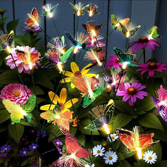 Solar Garden Lights,Swaying Butterfly Lights Outdoor Decorative,4pack Warm White LED Solar Lights for Outside Yard,Lawn,Patio,Pathway Decoration Gardening Gifts Suncket