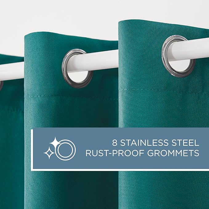 Town & Country Basics Cabana Solid Heavyweight Indoor Outdoor Curtains, Light Filtering Opacity with Grommet Top, Water Repellent, 2-Pack Set, 54"x63", Dark Teal TOWN+%26+COUNTRY+BASICS