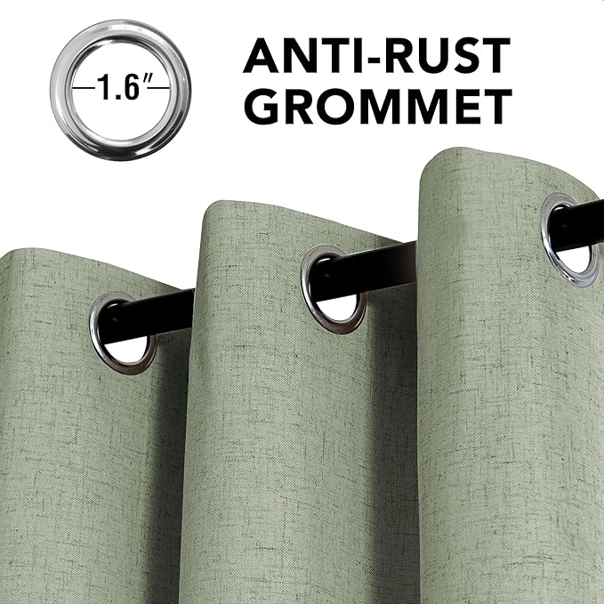 H.VERSAILTEX Linen Curtains 100% Blackout Curtains for Bedroom 102 inch Long Full Light Blocking Nature Linen Blended Window Curtains for Living Room Nickel Grommet (2 Panels, Heathered Tea) HVERSAILTEX