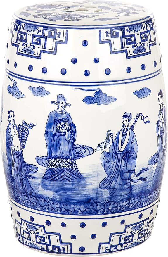 Safavieh Ocean Jewel Chinoiserie Ceramic Decorative Garden Stool, Blue SAFAVIEH