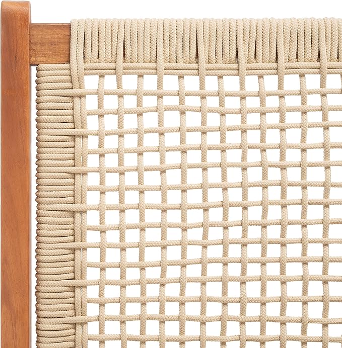 SAFAVIEH Outdoor Collection Kobina Natural Acacia Wood/Natural Rope Foldable Bench (Fully Assembled) SAFAVIEH