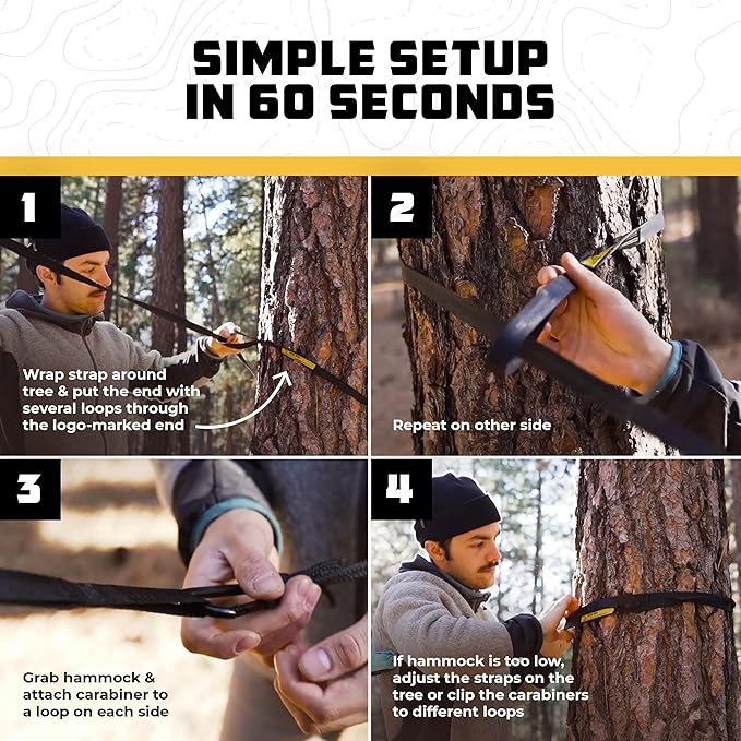 Wise Owl Outfitters Camping Hammock – 500lbs Portable Hammock with Tree Straps - Travel, Backpacking, Hiking, Outdoors Camping Gear - Single or Double WiseOwlOutfitters
