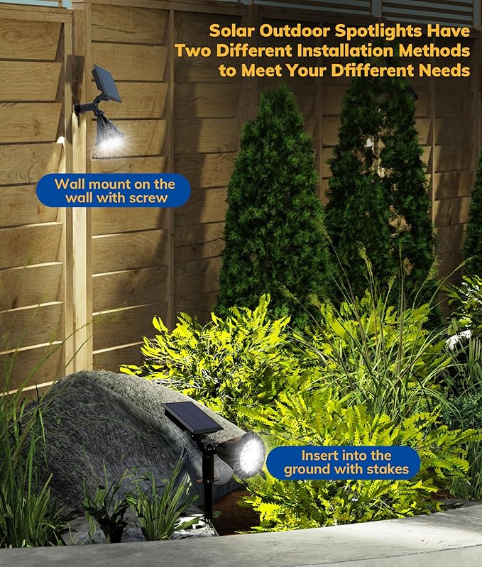 Solar Spot Lights for Outside, 21 LED Outdoor Solar Lights for Yard, 4 Pack Solar Spotlights Waterproof Auto On/Off for Landscape, Wall, Garden, Pool, Tree, Pathway and Driveway(White) NBKLS
