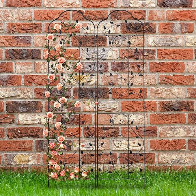hogardeck 4 Packs 84 * 19 inch Metal Garden Trellis for Climbing Plants Outdoor,Heavy Duty,Black Coating Rustproof Trellis for Rose, Vegetable, Flowers, Expandable,Perfect for Training Climbing Plants HOGARDECK