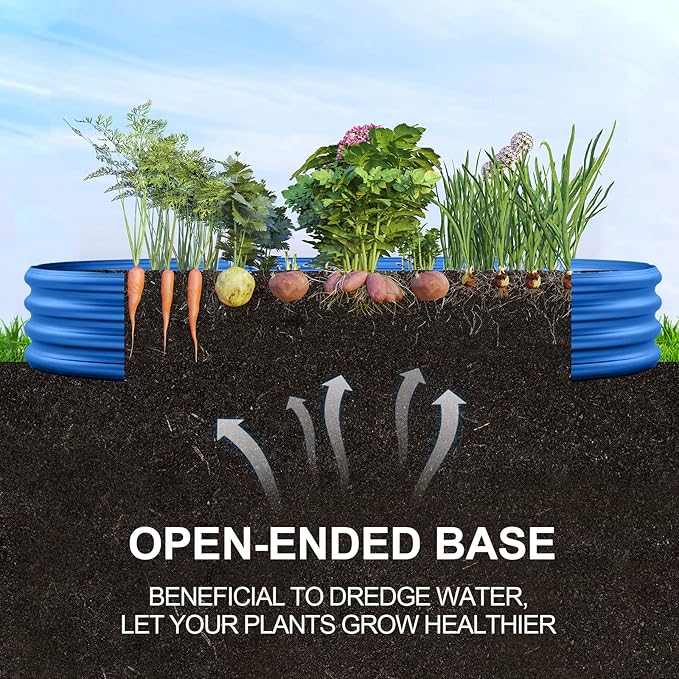 Land Guard Galvanized Raised Garden Bed Kit, Galvanized Planter Raised Garden Boxes Outdoor, Oval Large Metal Raised Garden Beds for Vegetables 4 x 2 x 1ft(1pcs) (Blue)… Rootora