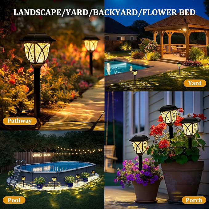 GIGALUMI 8 Pack Solar Lights Outdoor Waterproof, LED Solar Garden Lights, Outdoor Decorations, Garden Decor for Yard, Patio, Landscape, Planter, Walkway (Warm White) GIGALUMI