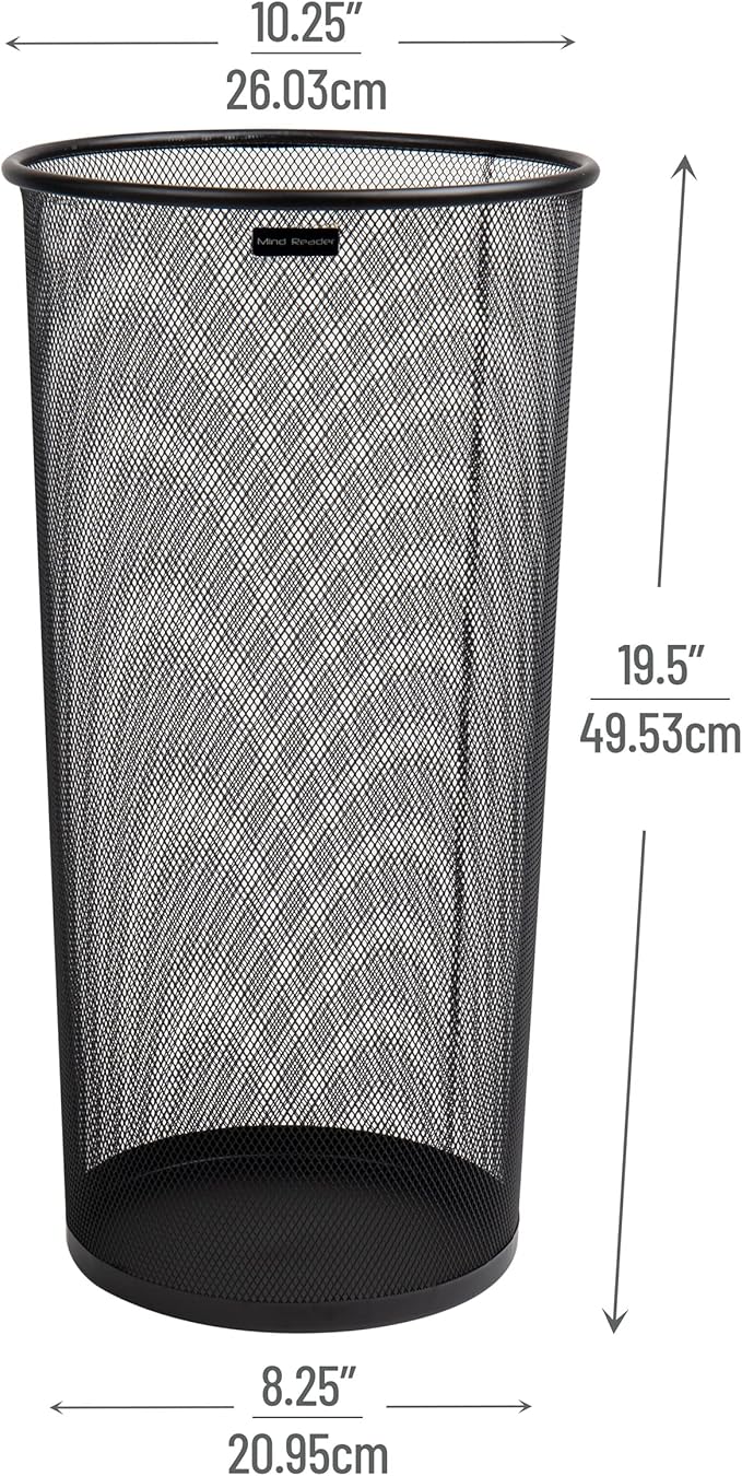 Mind Reader Umbrella Stand, Multi-Purpose Mesh Storage Stand, Organizer for Office and Entryway, Metal Mesh, Black MindReader
