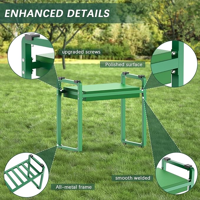 FLINTER 10.2" Wider Garden Kneeler and Seat, Heavy Duty Thick Gardening Bench for Kneeling and Seat - Garden Kneelers for Seniors, Gardening Stools for Women, Grandparents, Gardeners, Green FlinterOfficial