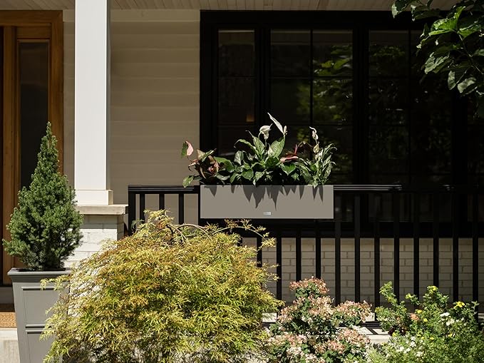 Veradek Block Series Railing Planter - Rectangular Flower Box for Outdoor Balcony/Fence | Durable All-Weather Use with Adjustable Brackets | Modern Décor for Flowers, Succulents, Hanging Plants VeradekOutdoor